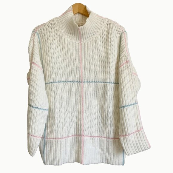 UNIF Y2K Women Sweater Size M Chunky Knit Stripe Oversized Soft Girl Minimalist - Picture 1 of 8